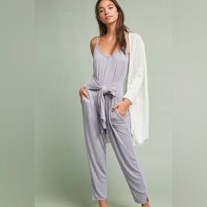 Anthropologie Lavender Tie-Waist Jumpsuit